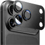 ENKAY Закалено стъкло с метална рамка за защита на лещите на камерата за iPhone 18 Pro - черно