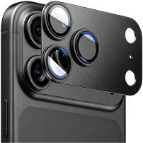 ENKAY Закалено стъкло с метална рамка за защита на лещите на камерата за iPhone 18 Pro - черно