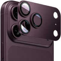 ENKAY Закалено стъкло с метална рамка за защита на лещите на камерата за iPhone 18 Pro - винено