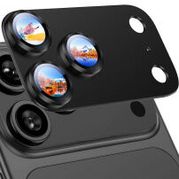 Rurihai Закалено стъкло с метална рамка за защита на лещите на камерата за iPhone 18 Pro Max - чернo