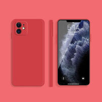 Силиконов защитен кейс с прави ъгли за iPhone 12 mini - червен
