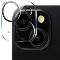 XDcase Закалено стъкло за защита на лещите на задната камера за iPhone 15 / 15 Plus - черно