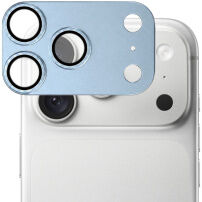 XDcase Закалено стъкло с метална рамка за защита на лещите на камерата за iPhone 18 Pro - синьо