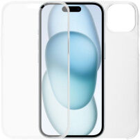 Калъф от две части за предната и задната страна за iPhone 15 - прозрачен