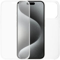 Калъф от две части за предната и задната страна за iPhone 15 Pro Max - прозрачен