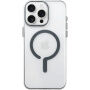 Прозрачен Кейс от твърда пластмаса със сив MagSafe за iPhone 15 Pro Max - прозрачен