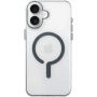 Прозрачен Кейс от твърда пластмаса със сив MagSafe за iPhone 16 - чист