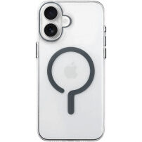 Прозрачен Кейс от твърда пластмаса със сив MagSafe за iPhone 16 - чист