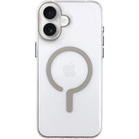 Прозрачен Кейс от твърда пластмаса с бежов MagSafe за iPhone 16 Plus - прозрачен