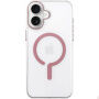 Прозрачен Кейс от твърда пластмаса с розов MagSafe за iPhone 16 Plus - прозрачен