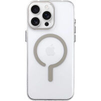 Прозрачен Кейс от твърда пластмаса с бежово MagSafe за iPhone 16 Pro - прозрачен