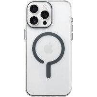 Прозрачен Кейс от твърда пластмаса със сив MagSafe за iPhone 16 Pro - чист
