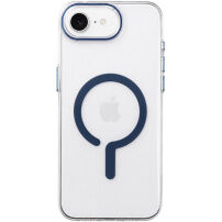 Прозрачен Кейс от твърда пластмаса със синьо MagSafe за iPhone 16e / 17e - прозрачен