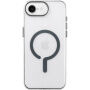 Прозрачен Кейс от твърда пластмаса със сив MagSafe за iPhone 16e / 17e - прозрачен
