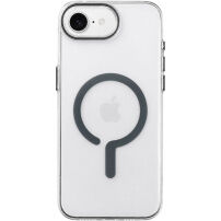 Прозрачен Кейс от твърда пластмаса със сив MagSafe за iPhone 16e / 17e - прозрачен