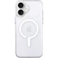 Прозрачен Кейс от твърда пластмаса с бял MagSafe за iPhone 17 - прозрачен
