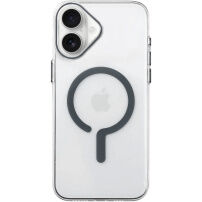 Прозрачен Кейс от твърда пластмаса със сив MagSafe за iPhone 17 - чист