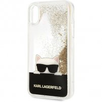 Karl Lagerfeld кейс Choupette с пайети за iPhone XR - златен