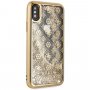 Guess оригинален прозрачен кейс с пайети за iPhone X / XS - златен