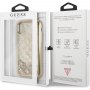 Guess оригинален прозрачен кейс с пайети за iPhone X / XS - златен