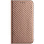 Флип калъф с шарка на карбонови влакна за iPhone 17 Pro / 18 Pro - кафяв