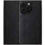 Калъф тип флип с шарка от въглеродни влакна за iPhone 16 Pro Max - черен