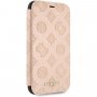 Guess Debossed Peony флип калъф за iPhone XR - бежов