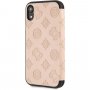 Guess Debossed Peony флип калъф за iPhone XR - бежов