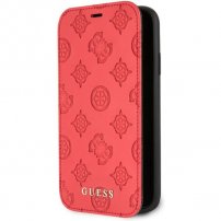 Guess Debossed Peony флип калъф за iPhone XR - червен