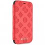 Guess Debossed Peony флип калъф за iPhone XR - червен