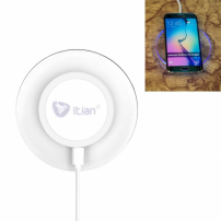 Безжично зарядно / стойка за зареждане Qi с LED подсветка за Apple iPhone - бяла