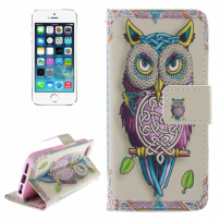 Калъф с интегрирана стойка и място за документи за Apple iPhone 5 / 5S / SE (2016) – сова