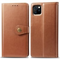 Ретро калъф тип портмоне от изкуствена кожа за iPhone 11 Pro - кафяв