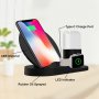 3в1 бърза безжична станция за зареждане за iPhone / Apple Watch / AirPods - черна
