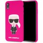 Karl Lagerfeld Body Iconic силиконов кейс за iPhone XR - цвят фуксия