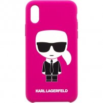 Karl Lagerfeld Body Iconic силиконов кейс за iPhone XS Max - цвят фуксия